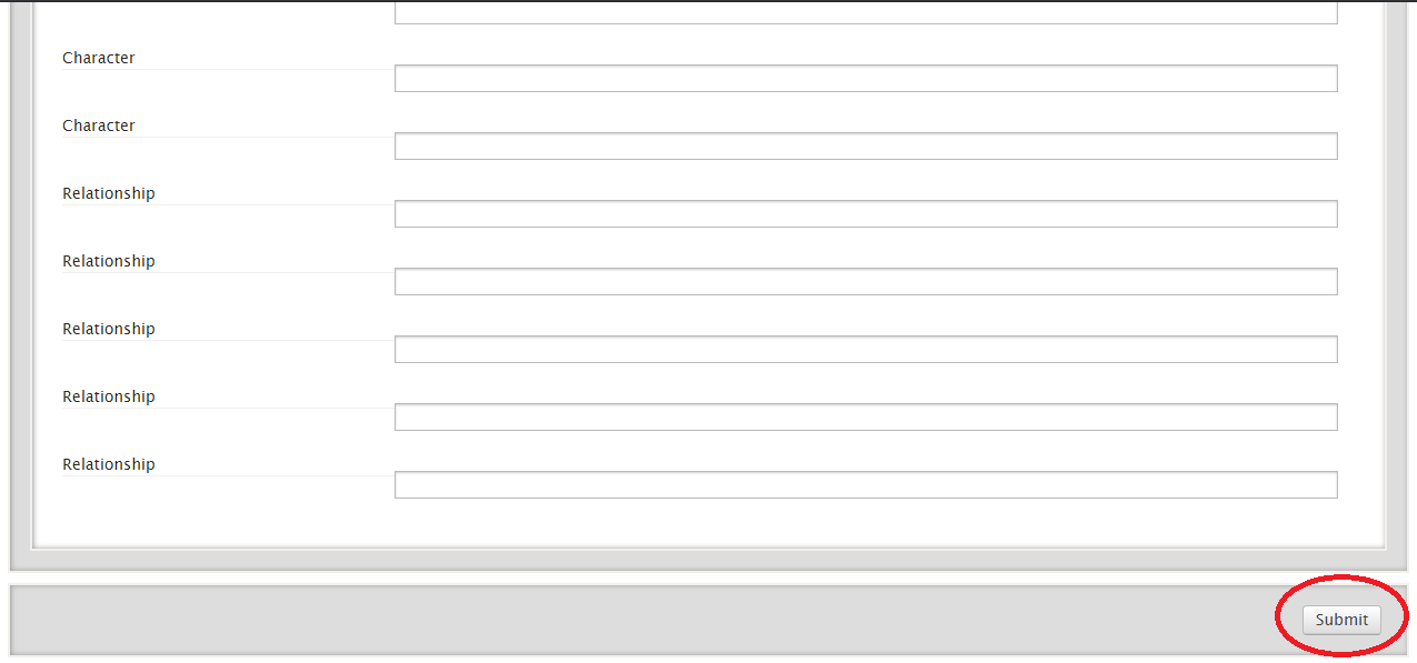 The bottom of the tag set nomination interface, with the Submit button highlighted.